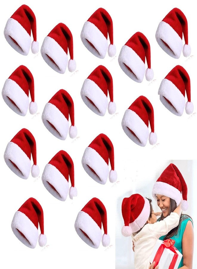 SAI PRASEEDA قبعات سانتا المخملية الناعمة من ساي براسيدا لعيد الميلاد - عبوة من 15 قطعة | لون أحمر وأبيض | قبعة عيد الميلاد الكلاسيكية للأطفال، والحفلات، والمدرسة، واحتفالات الأعياد SMVCTH1 - Image 1